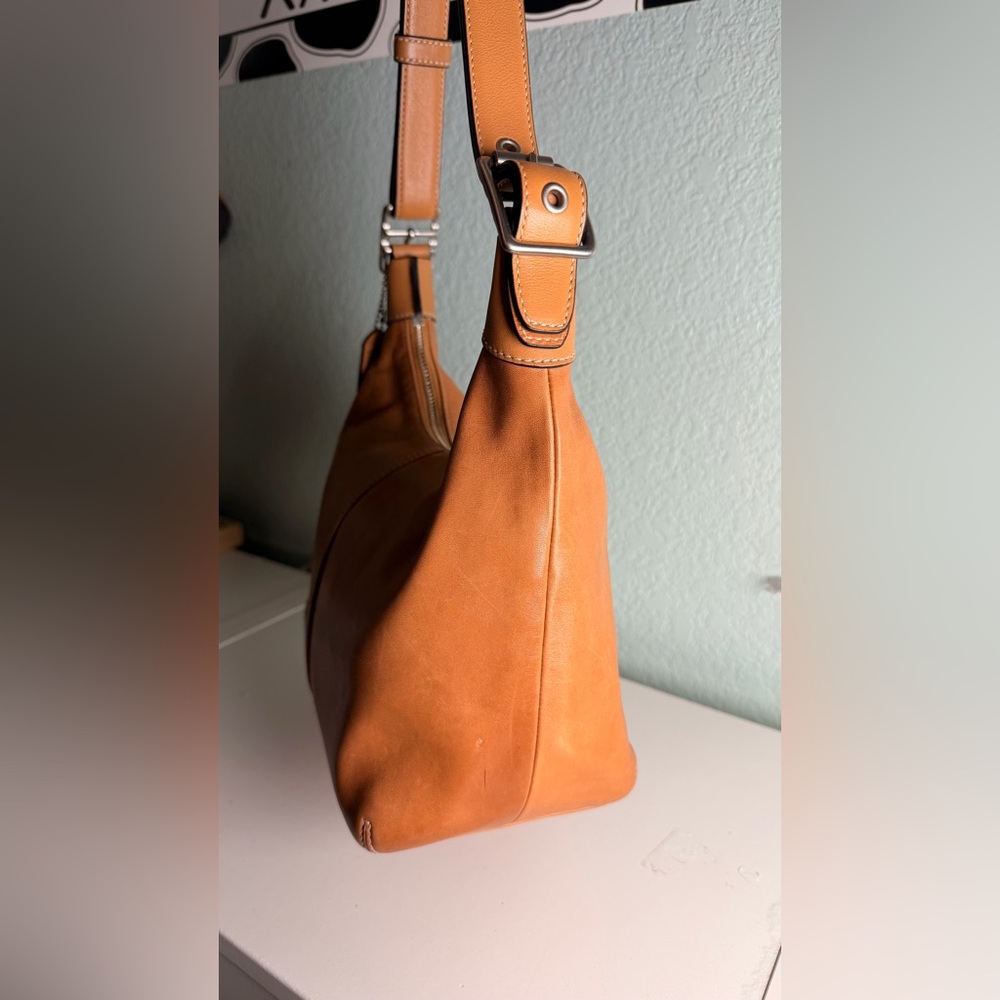 Coach Vintage Hobo Legacy Tan Leather Crossbody Handbag 9566 Shoulder Bag Y2K - Picture 10 of 12